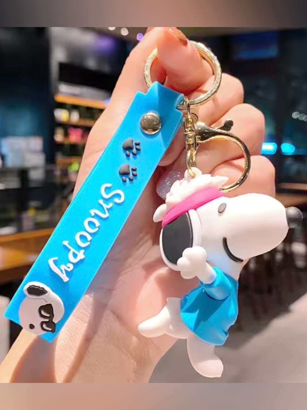 Snoopy Keychain with Blue Strap